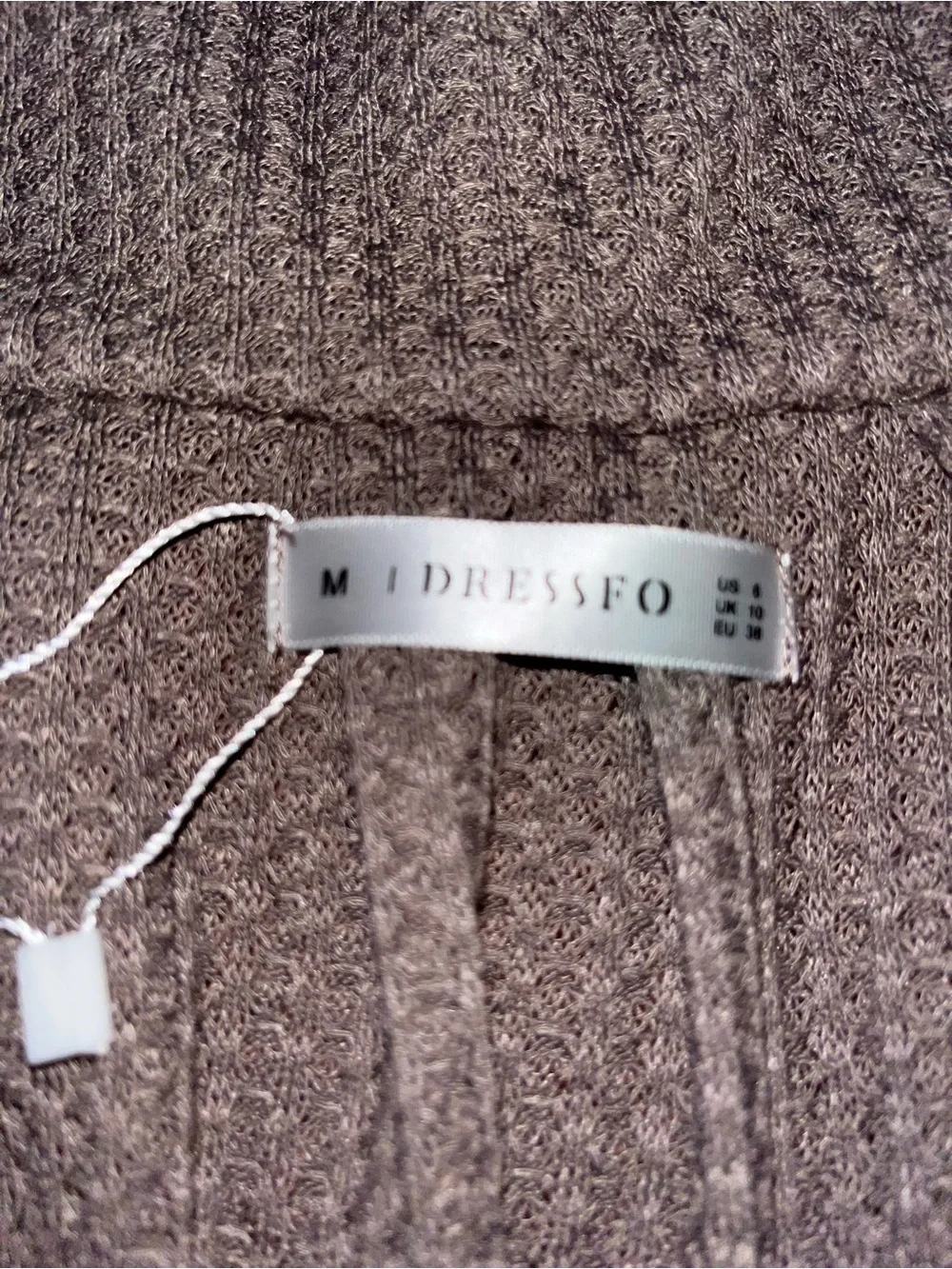 Dressfo Long Sleeve Knit Dress in Taupe. Size M